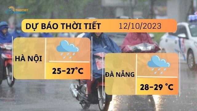 Dự báo thời tiết hôm nay 12/10: Hà Nội lạnh, Đà Nẵng & TP.HCM mưa to